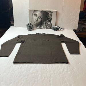 Vintage Work wear mock neck sweater with a zipper front pocket on the sweater